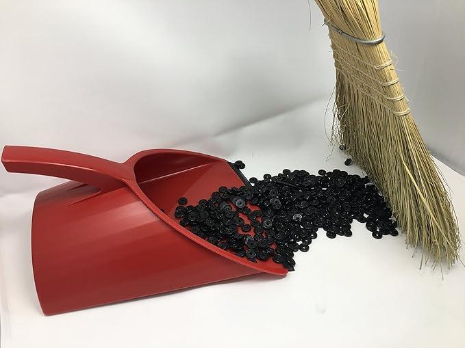 Handy Pan- RED - Large Capacity Recycled Plastic Heavy Duty Dust Pan! Made in USA! Great for Home, Shop, Garage, Waterproof, Stackable, Stands Upright. Unique Rubber Edge gets Debris in! Handypan - NeatNest