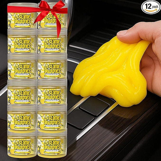 Slime Buddies Car Cleaning Gel Putty - 12 Pack Lemon Scented Interior Detailing Tool for Cup Holder, Air Vent & Keyboard - Reusable Auto Detailing Accessories - Dust Remover Goop - Gifts for Men Women - NeatNest
