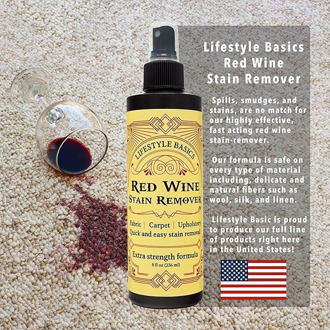 Red Wine Stain Remover Spray Cleaner 8oz | For Clothes, Carpet, Tablecloth, Fabric, Upholstery, Laundry | Fast, On-the-Go Wine Spot Treatment - NeatNest