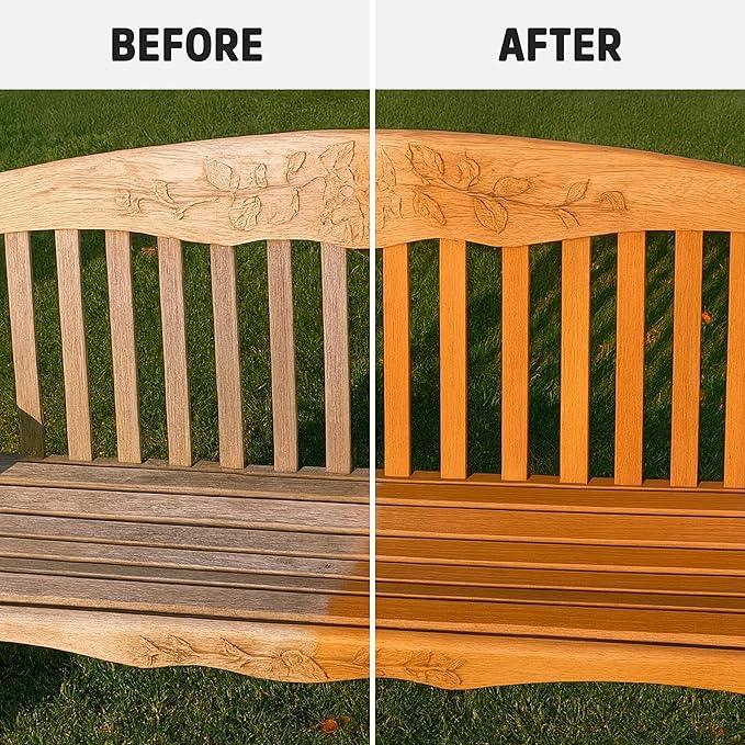 Finish, Premium Teak Cleaner and Brightener, Water-Based, Oil-Free Wood Restorer & Protectant, Safe & Easy To Use Teak Sealer & Polisher for Outdoor & Indoor Wood Furniture, 64 oz - NeatNest