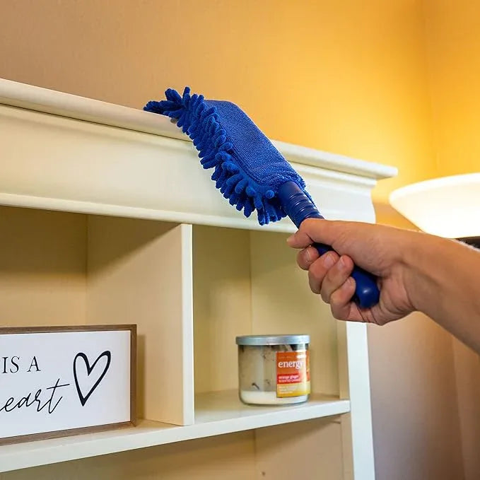 Blue Extension Rod Ceiling Duster with 18-20 feet Reach 3-Stage Aluminum Telescoping Pole - Cathedral, Cobweb, Microfiber, Ceilings Fan Duster Includes 2 Hand Dusting Kit - NeatNest