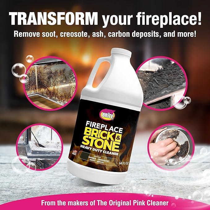 Quick 'n Brite Fireplace Gel Cleaner for Brick, Stone, Rock, Tile, and Marble, Nonabrasive Fireplace Cleaner, Made in the USA, 64oz - NeatNest
