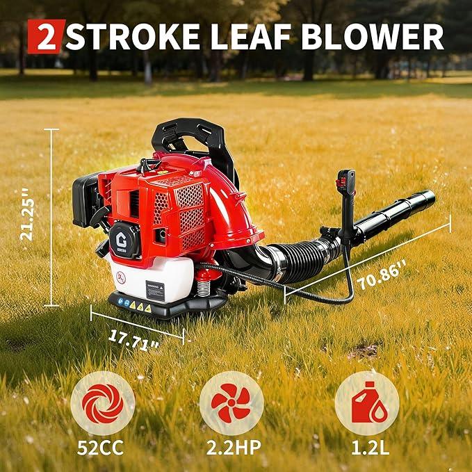 52CC Backpack Blower, 2.2-HP 2-Cycle Gas Leaf Blower with 780 CFM & 270 MPH, Backpack Leaf Blower, Powerful Clearing Performance for Wet Leaf & Debris Clean & Snow Removal - NeatNest