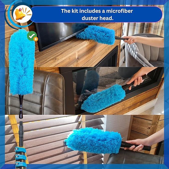 IGADPole 24 FT Washing Kit: Water-fed Brush with Soap Dispenser, Cobweb Dusters, with 6-Stage Telescoping Pole 5-24ft Pole/Window and Dusting Cleaning Kit - NeatNest
