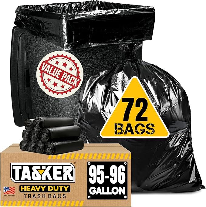 95 Gallon Trash Bags Heavy Duty | Mega-Value Pack 72 Bags | Extra Large Black Can Liners | 90-100 Gallon Trash Bags | 96 Gallon Big Garbage Bags (Black) - NeatNest