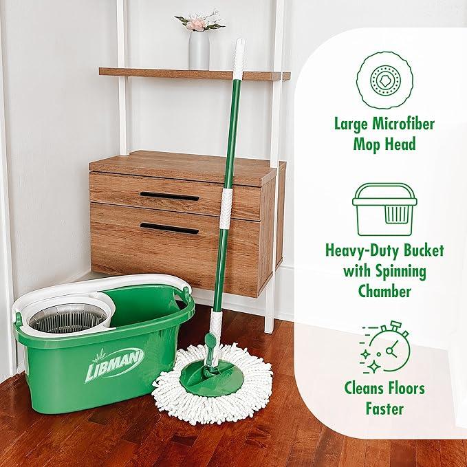 Libman Tornado Spin Mop System | Mop and Bucket with Wringer Set | Mops for Floor Cleaning | 1 Mop Head Included - NeatNest