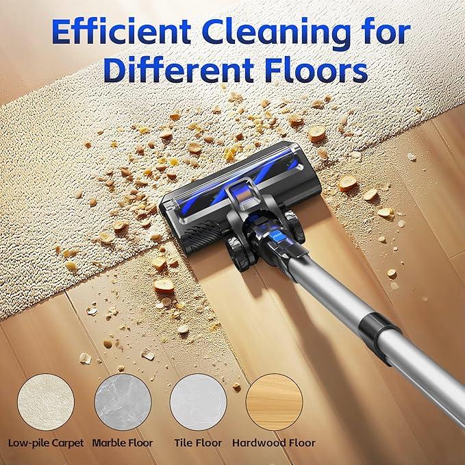 Cordless Vacuum Cleaner for Home, 45Kpa Lightweight Stick Vacuum with Powerful Suction, Rechargeable Battery Up to 50mins, Handheld Vacuum Cleaners for Carpets, Pet Hair, Hardwood Floors -Dark Blue - NeatNest