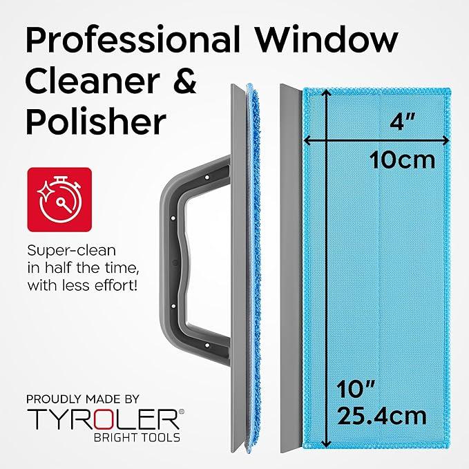 Tyroler Silicone Shower Squeegee for Glass Doors - 10" | 2 Microfiber Scrub & Polish Cloths | Multi-Surface Wiper | Perfect Window Squeegee for Home | Squeegee for Shower Glass | Shower Door Squeegee - NeatNest