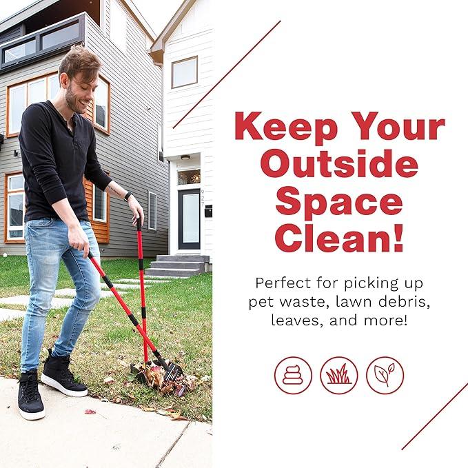 Pooper Scooper for Large Dogs, Small Dogs and Horses, Metal Poop Scooper Set with Long Handle Rake, Spade and Tray for Yard, Grass, Dirt or Gravel, Heavy Duty Aluminum Poop Picker Upper - NeatNest