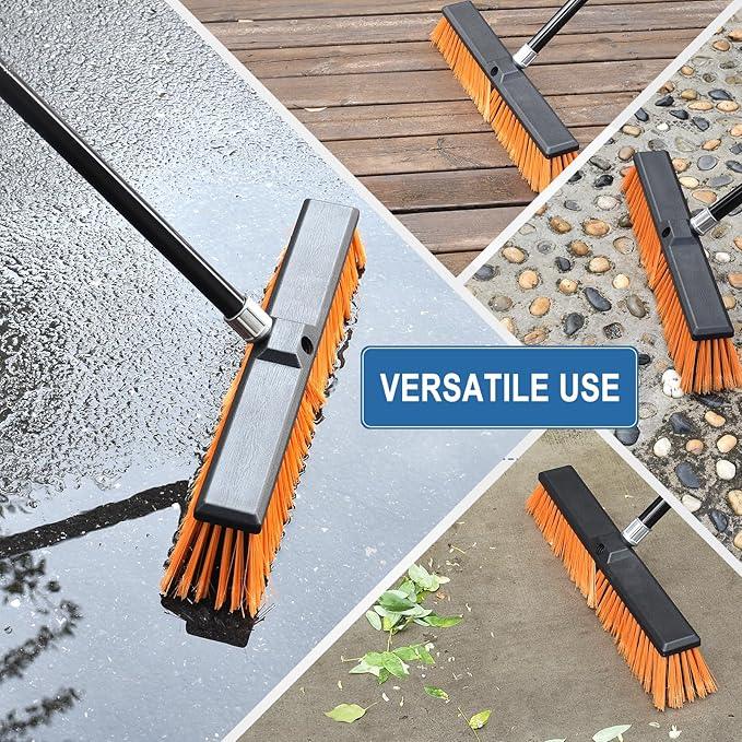 PBHEPJ 18 Inchs Push Broom Outdoor Heavy Duty, Shop Broom with 60" Long Bandle for Cleaning Outdoor or Indoor Tile, Garage, Shop, Deck, Concrete, Wood, Stone, Patio Floor - NeatNest