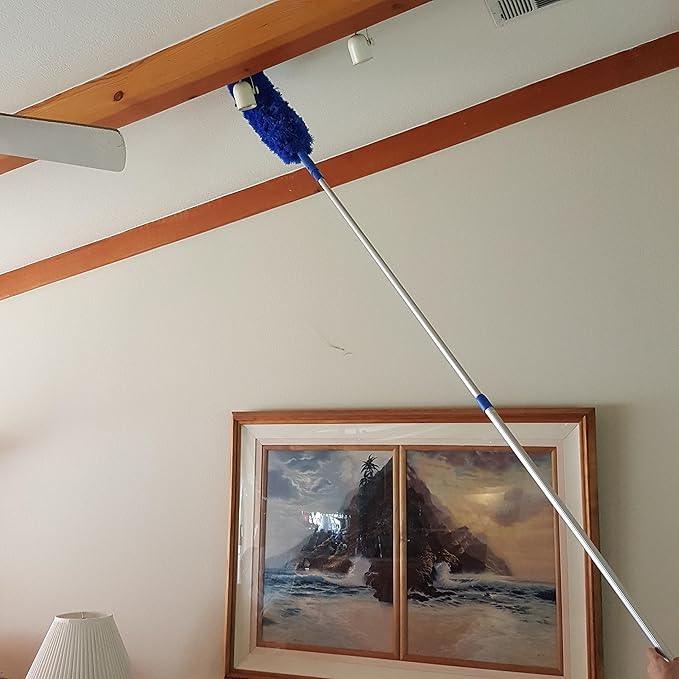 Extension Rod & Blue Extension Cobweb Duster Ultimate Dusting Kit - Extendable Reach 20 feet, Ceiling Fan Duster, Long Handle Aluminum Telescoping Pole, Webster Duster for Cleaning - NeatNest