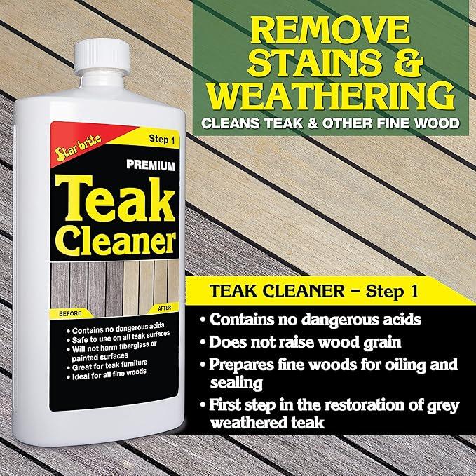 STAR BRITE Premium Teak Cleaner - Restore, Renew & Refresh Old Weathered Gray Teak Furniture & Other Fine Woods - Step 1-16 OZ (081416) - NeatNest