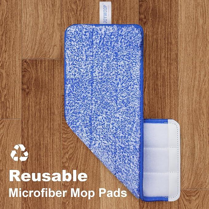 JOYMOOP Mop and Bucket with Wringer Set, Hands Free Flat Floor Mop and Bucket, with 4 Washable Microfiber Pads, Wet and Dry Use, Floor Cleaning System - Black+Red+Slate Blue - NeatNest