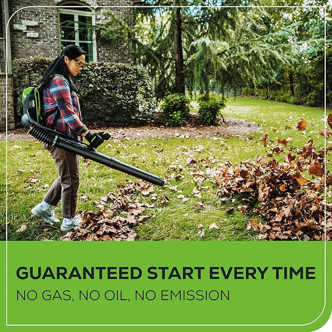 Greenworks 60V 550 CFM Brushless Backpack Blower, 5.0Ah Battery and 6A Charger - NeatNest