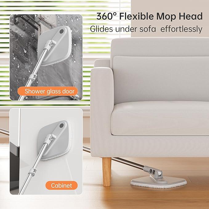 KZKR Spin Mop and Bucket Set with Self Separation Dirty and Clean Water System, Self Wringing 360° Rotating Square Mop Head for Home Floors Cleaning (1.0 Mop and Bucket Set (4 Pads)) - NeatNest