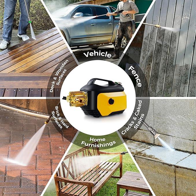 Pressure Washer with 3 Quick Connect Nozzles,Inlet Hose & Filter, Foam Cannon for Cars/Fences/Driveways Cleaning - NeatNest
