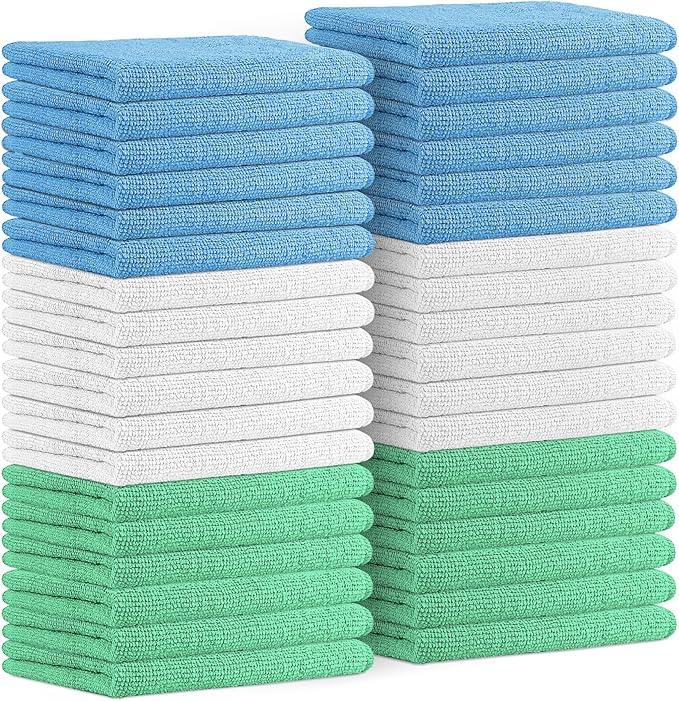 Avalon Towels Microfiber Cleaning Cloths Value Pack of 36 Size 16" x 16", Highly Absorbent, Lint Free, Reusable and Washable, Multicolor - NeatNest