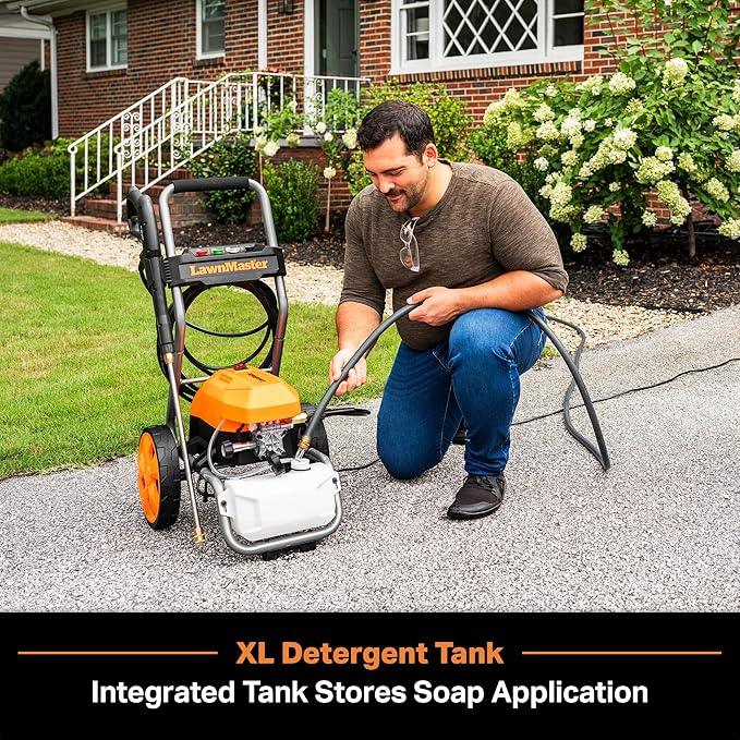LawnMaster LT2100B Electric Pressure Washer 2300 PSI MAX 13 Amp 1.2 GPM CSA Certified with 5 Nozzles Powerful Storage Organization - NeatNest