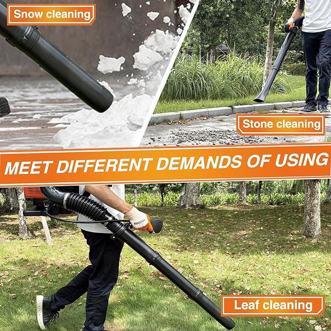 PROYAMA 72CC Gas Backpack Leaf Blower, 2-Cycle 880CFM 275MPH Gas Powered Engine, 2 in 1 Nozzle Low Vibration and Ergonomic Design with Cruise Control for Outdoor GardenYard Cleaning and Snow Removal - NeatNest