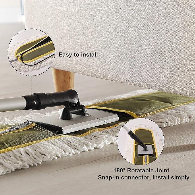 36" Commercial Dust Mops for Floor Cleaning Heavy Duty Floor Duster Mop with Long Handle Hotel Gym Household Cleaning Supplies for Hardwood, Tiles, Marble Floors,Green - NeatNest