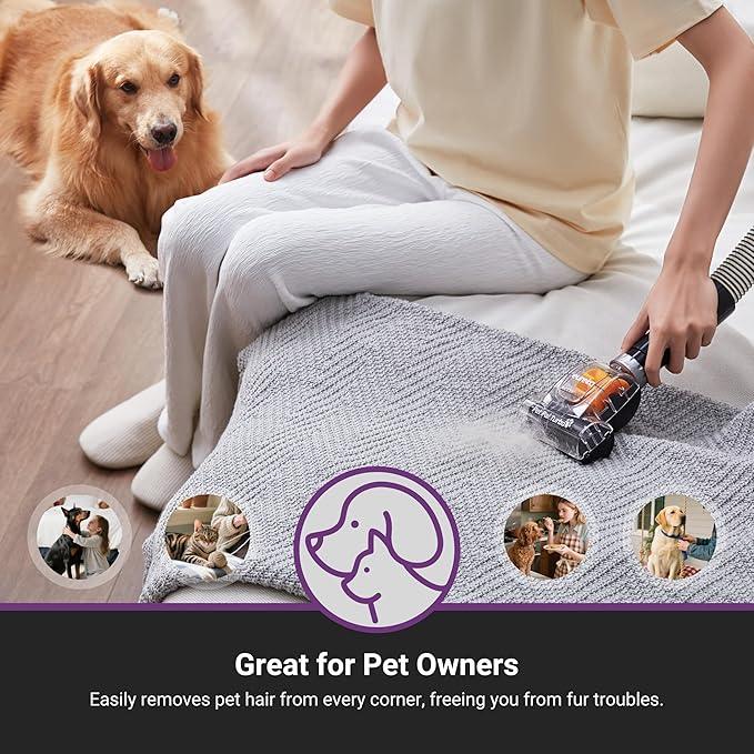 Eureka Powerful Upright Vacuum Cleaner for Home Pet Hair, Lightweight Household Upright Vacuum for Carpet and Hard Floor, MaxSwivel Pro NEU350 with Pet Tool, Yellow - NeatNest