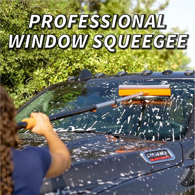 5-24 ft Window Washer Squeegee Kit with Extension Pole (30+ Foot Reach) // Long Handle Squeegee for Window Cleaning & Car Cleaning Multi-Use//Telescopic Professional Window Cleaning Squeegee for Home - NeatNest