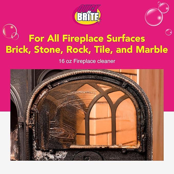 Quick 'n Brite Fireplace Gel Cleaner for Brick, Stone, Rock, Tile, and Marble, Nonabrasive Fireplace Cleaner, Made in the USA, 16 oz (Pack of 2) - NeatNest