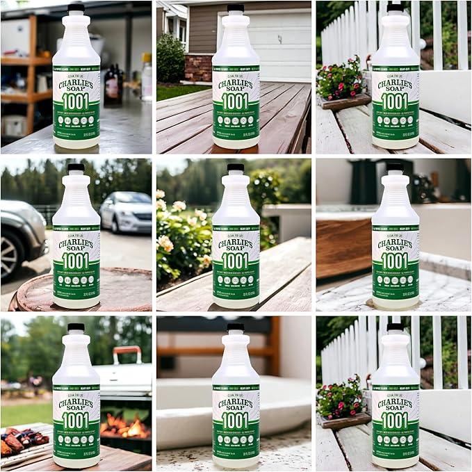 Charlie's Soap 1001 Cleaner - Heavy Duty Biodegradable Concentrated All Purpose Water Based Degreaser (32oz, 1 Pack) - Safe Residential, Commercial, & Janitorial Cleaner - NeatNest