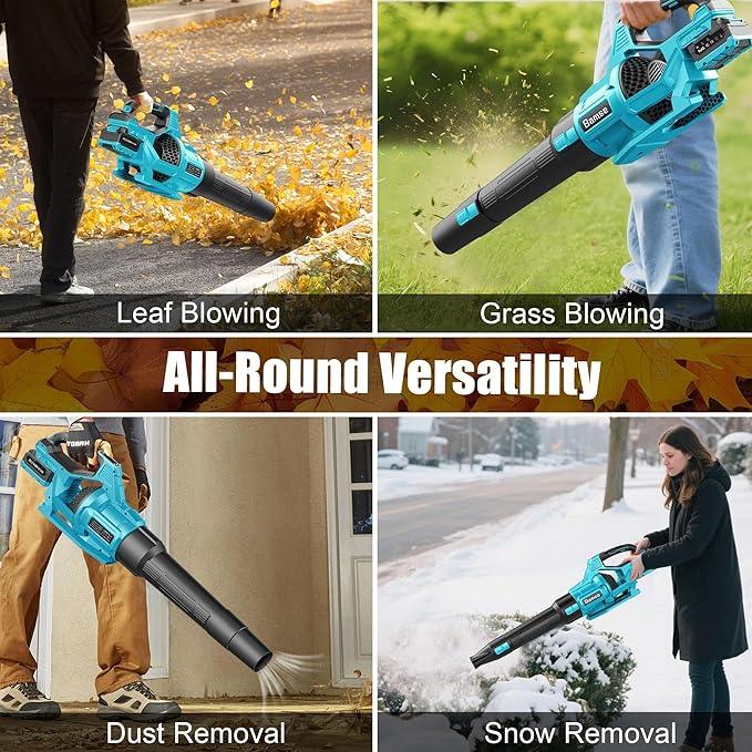 Leaf Blower Cordless 21V, Battery Leaf Blower with 2 x 4.0Ah Batteries and Charger, 3 Speed Modes, Handheld Cordless Blower for Lawn Care, Blowing Leaves, Small Gravel, Blue - NeatNest