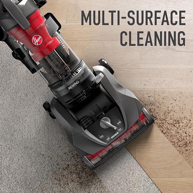 Hoover Rewind Pet Upright Bagless Vacuum Cleaner for Carpet and Hard Floors, Automatic Cord Rewind, Above Floor Cleaning Corded Vacuum Cleaners for Home Use, Gray - NeatNest