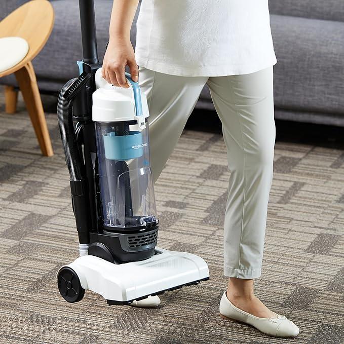 Amazon Basics Upright Bagless Vacuum Cleaner for Carpet and Hard Floors, With Crevice and Upholstery Tools, Detachable Handle, Lightweight (8.4 lbs), 1.7L Dust Cup, 720W, 25ft Cord, Black/White - NeatNest