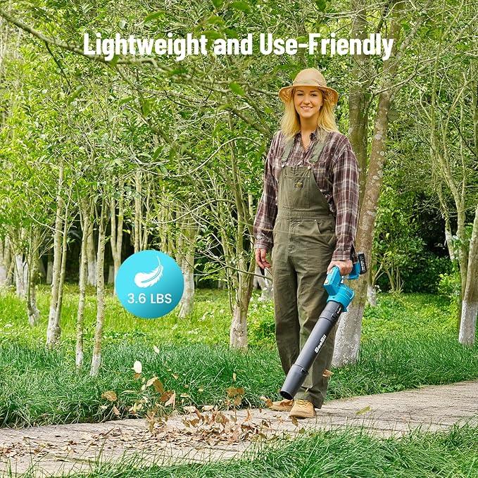 SEESII Leaf Blower Cordless, Rotated 180° Electric Leaf Blower with 2 * 4.0Ah Batteries and Charger, 550CFM 150MPH Lightweight Blower with 5 Speed Mode for Lawn Care, Yard, Patio & Outdoor Use - NeatNest