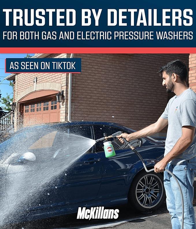 McKillans Foam Cannon for Pressure Washer (Wide Mouth) - Car Wash Snow Foam Cannon Lance Pressure Washer Soap Dispenser for Car Washing with Adjustable Thick Foam + 1/4 Quick Connector - NeatNest