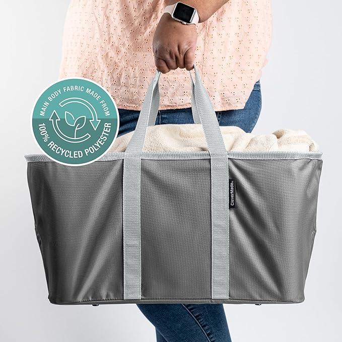 CleverMade Collapsible Laundry Tote - Charcoal Gray 2-Pack 50L - Foldable Storage Organization Container for Clothes Laundry Room Storage Solution - NeatNest