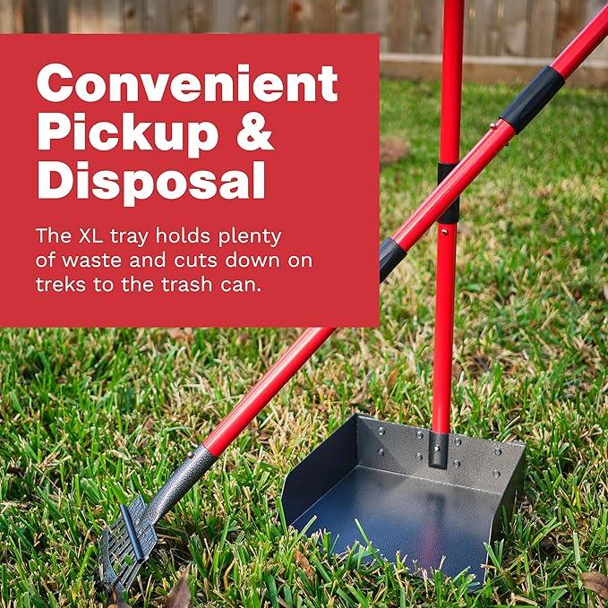 Pooper Scooper for Large Dogs, Small Dogs and Horses, Metal Poop Scooper Set with Long Handle Rake and Tray for Yard, Grass, Dirt or Gravel, Heavy Duty Aluminum Poop Picker Upper - NeatNest