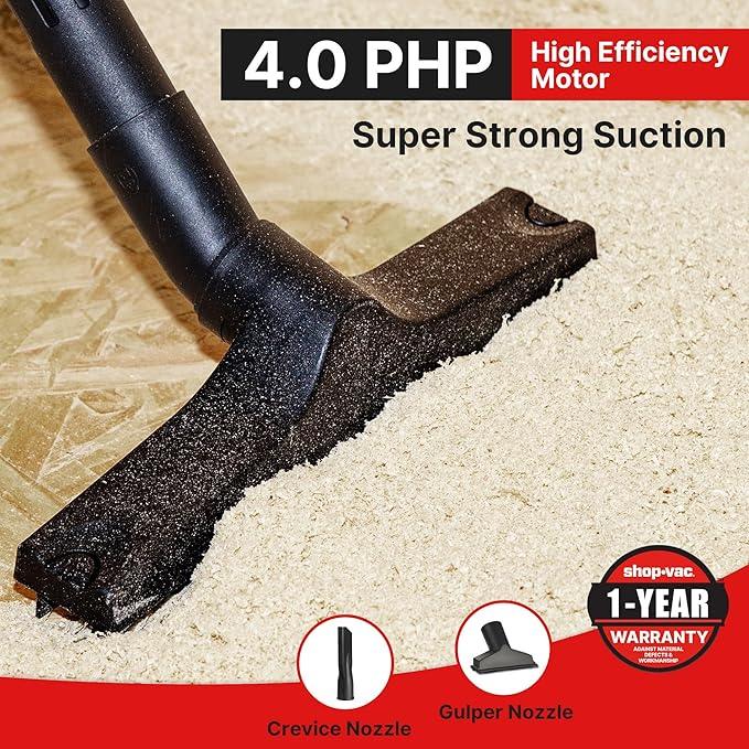 Shop-Vac 6 Gallon 4.0 Peak HP Wet/Dry Vacuum, Wall Mountable Compact Shop Vacuum with 20 ft Extra Long Hose & Accessories - Ideal for Jobsite, Garages, Car & Workshops - NeatNest