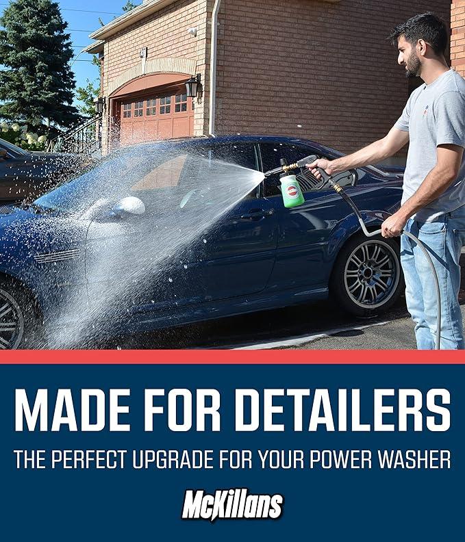 McKillans® Short Pressure Washer Gun Upgrade Kit: Stubby Gun + Rinsing Wand + Wide Mouth Foam Cannon + Stainless Quick Connect Kit (M22-14mm) - NeatNest