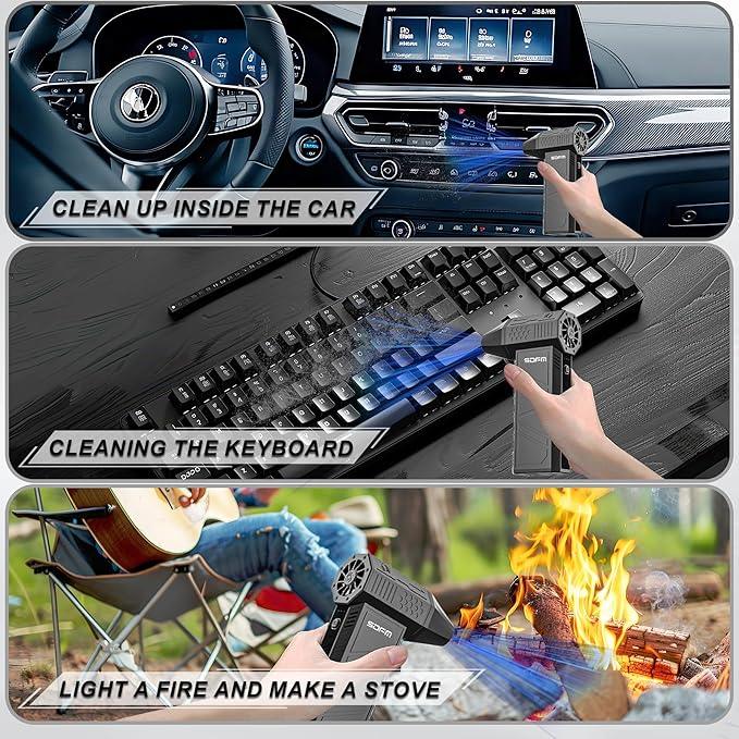 SDFM Electric Air Duster - 130000RPM Compressed Air Duster，3 Gear Adjustable Jet Dry Blower can Reusable Can for Computer Keyboard,Outdoors,Car,Home.… (Black) - NeatNest