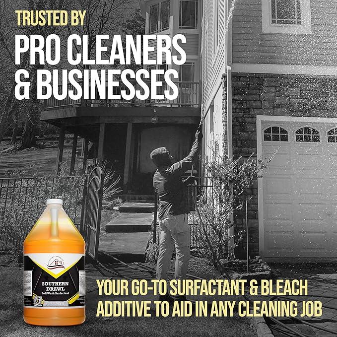 Southeast Softwash Southern Drawl - Professional Exterior House Cleaner, Siding Cleaner & Roof Wash Surfactant for Pressure Washing & Soft Wash Applications | Clean Citrus Scent, 1 Gallon (1 Pack) - NeatNest