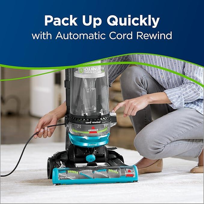 Bissell 2254 CleanView Swivel Rewind Pet Upright Bagless Vacuum, Automatic Cord Rewind, Swivel Steering, Powerful Pet Hair Pickup, Specialized Pet Tools, Large Capacity Dirt Tank, Teal - NeatNest