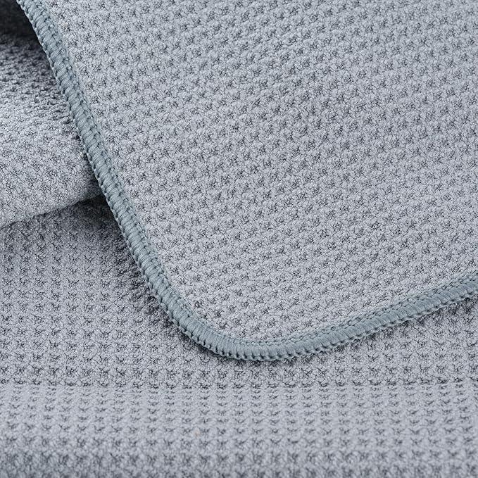POLYTE Premium Microfiber Kitchen Dish Hand Towel Waffle Weave 12 Pack (16x28 in, Gray) - NeatNest