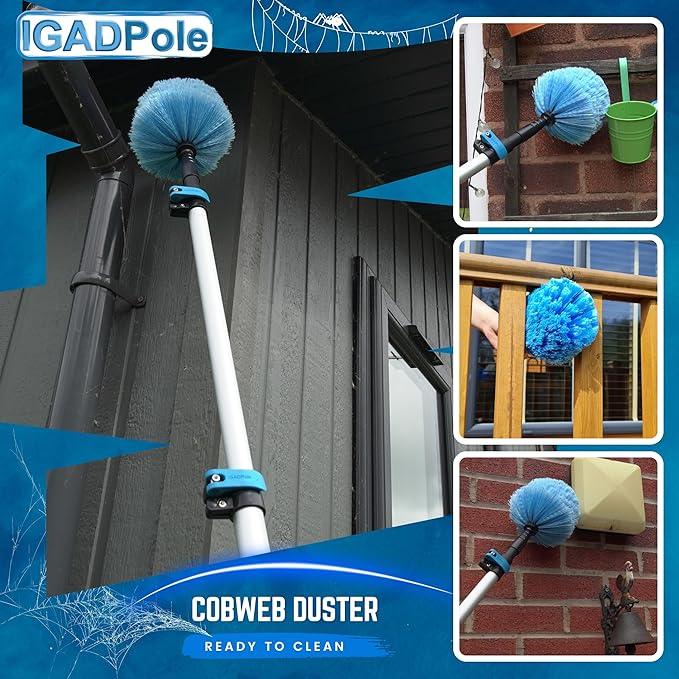 IGADPole 20 FT Water-Fed Washing Kit with Soap-Dispenser, Brush, 10″ Squeegee & Cobweb Duster for Windows, Gutters, Solar Panels & Exterior Walls - NeatNest
