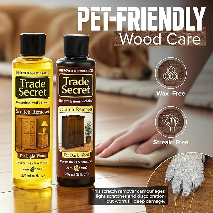 Trade Secret Scratch Concealer for Real Wood Furniture and Floor Cover Nicks and Scratches on Wood Surfaces, Hides Minor Defects (Light and Dark) - NeatNest