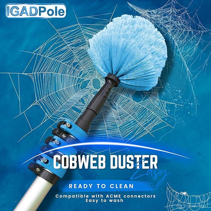 IGADPole 20 FT Water-Fed Cleaning Kit – Extendable Telescopic Pole with Soap-Dispenser, Brush & Cobweb Duster, Adjustable 5-20 FT Handle for Safe High Window, Gutter, Solar Panel & Exterior Cleaning - NeatNest