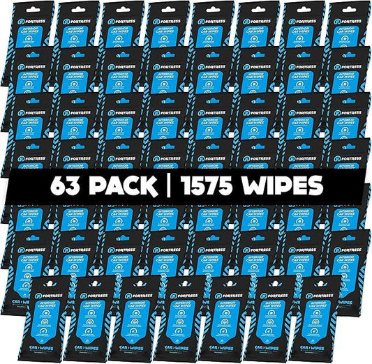 Fortress Car Interior Wipes (25 ct, Pack of 63) for Car Interior Cleaning, Dashboard, Seats, Detailing, and Steering Wheel [Travel Size] Skin-Safe Car Interior Cleaner Supplies - NeatNest