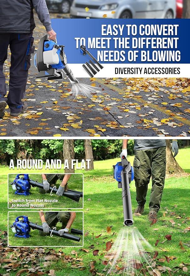 WILD BADGER POWER Leaf Blower,26cc Gas Powered Cordless 2-Cycle Engine for Lawn Care, 475CFM 165MPH Strong Air Flow for Leaf, Sand, Gravel and Snow, Light Weight 10.1 lbs - NeatNest