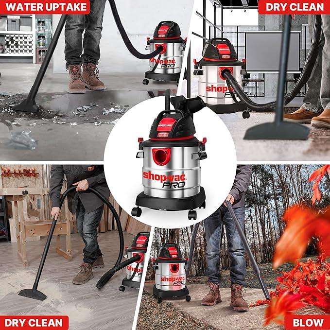 Shop-Vac 5 Gallon 4.5 Peak HP Wet/Dry Vacuum, Stainless Steel Tank, Portable Shop Vacuum with Filter, Hose and Accessories for Garage, Workshop. 5920588 - NeatNest