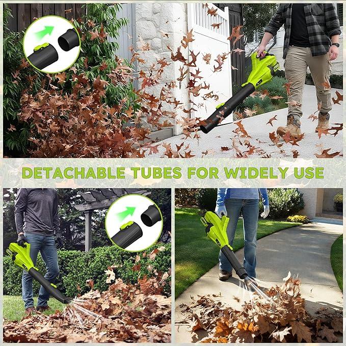 Leaf Blower Cordless with 2 * 4.0ah Battery and Fast Charger,KJBAO 21V Brushless Battery Powered Blower,Electric Blowers with 650CFM&6 Speeds,Lightweight Blower for Lawn Care,Car, Yard, Patio - NeatNest