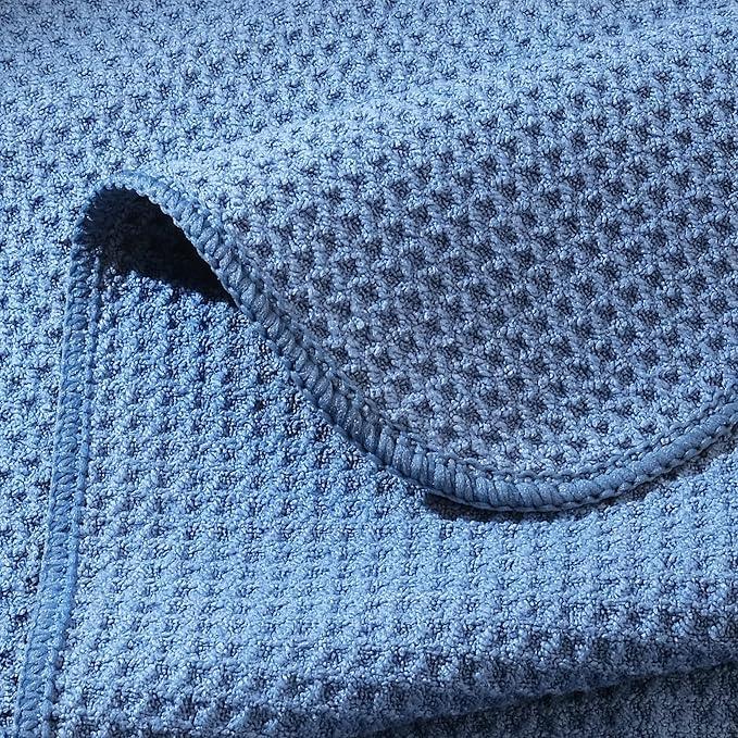 POLYTE Premium Microfiber Kitchen Dish Hand Towel Waffle Weave 12 Pack (16x28 in, Dark Blue, Gray, Off White) - NeatNest