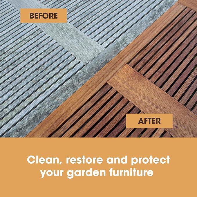 Furniture Clinic Garden Furniture Restoration Kit | For Outdoor Wood Patio Furniture Such as Teak & Other Wood Types | Clean, Remove, Brighten, Nourish, and Protect Treated and Untreated Surfaces - NeatNest